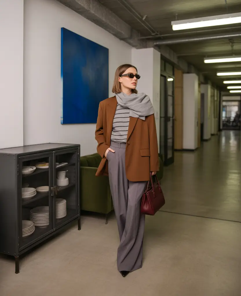 February outfits Modern Office Layers With Creative Ease