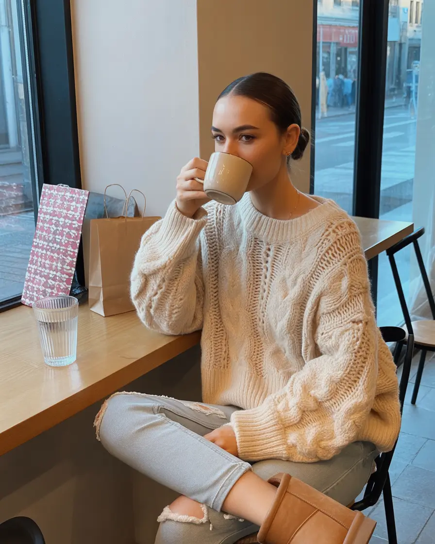 February outfits Cozy Café Dressing With Effortless Charm