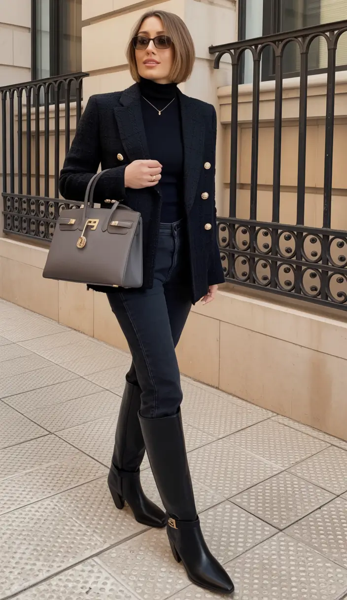 February outfits Classic Black With Timeless Confidence
