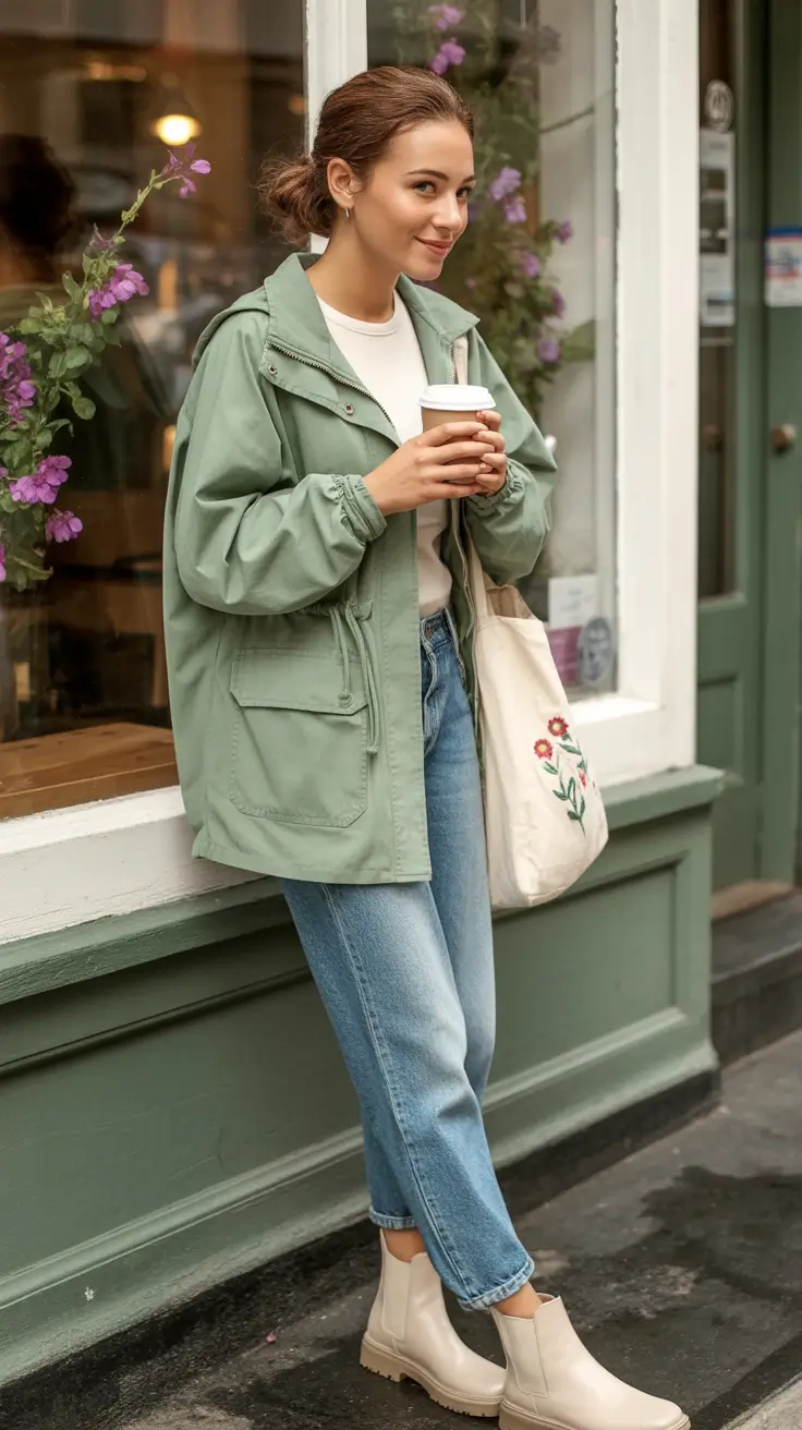 February outfits Relaxed Green Layers for Everyday February Moments