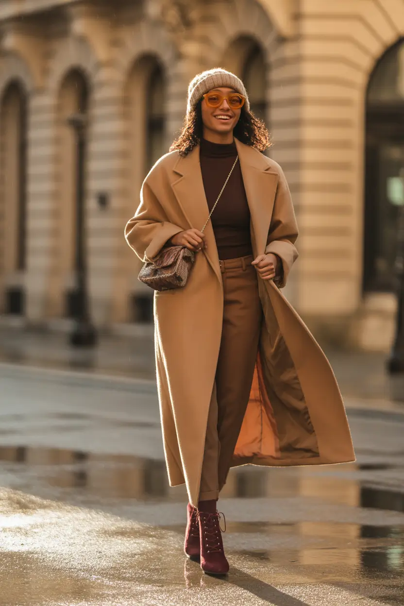 February outfits Monochrome Warmth for Late-Winter Sun