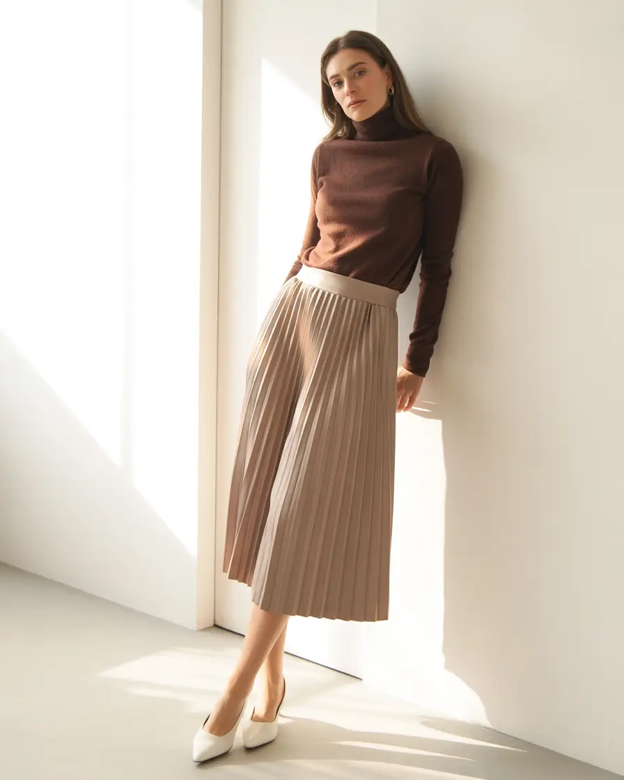 spring skirt outfits Soft Pleats and Quiet Elegance