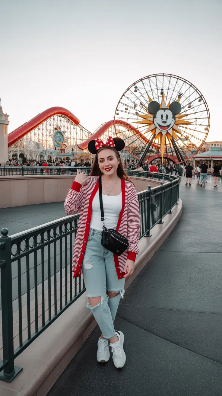 spring disneyland outfits Red Stripes and Denim for Effortless Park Style