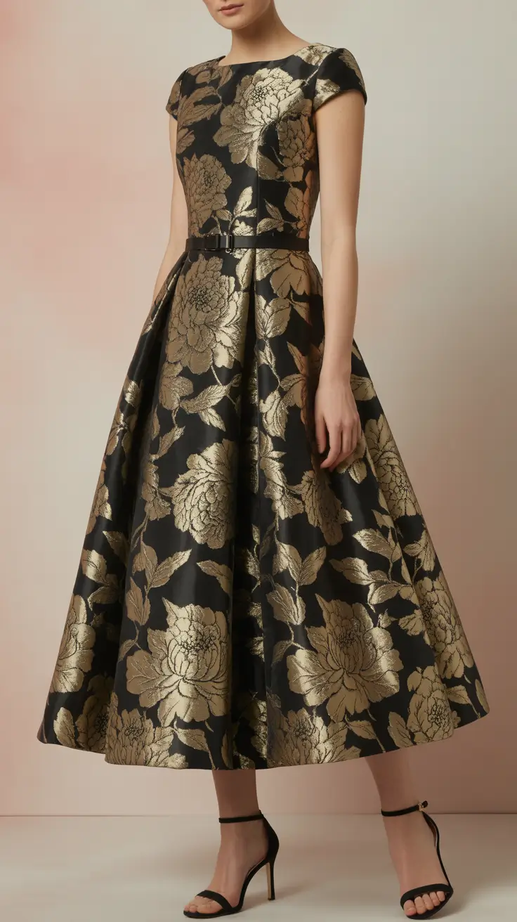 spring birthday outfit Vintage Gold Florals With Timeless Poise