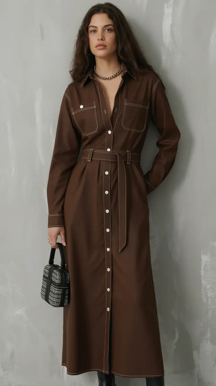 spring dress outfits Deep Brown for Confident Transitional Style