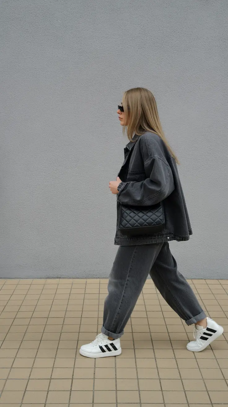 spring jeans outfit Monochrome Denim and Everyday Movement