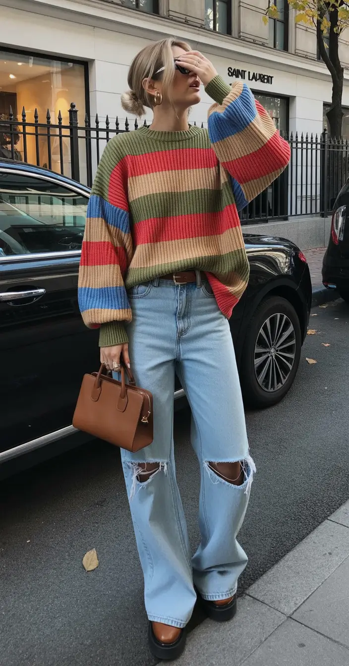 spring jeans outfit Playful Color and Relaxed Denim Joy