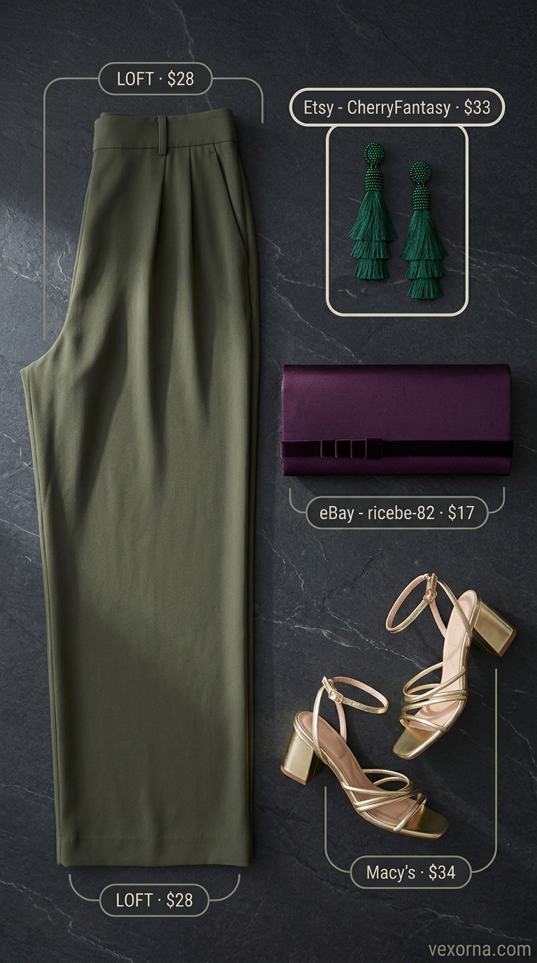 Boho Summer Halter Top Outfits 2026: Gala Glam Boho summer halter top outfits 2026: Emerald green halter top with palazzo pants, gold sandals, and tassel earrings.