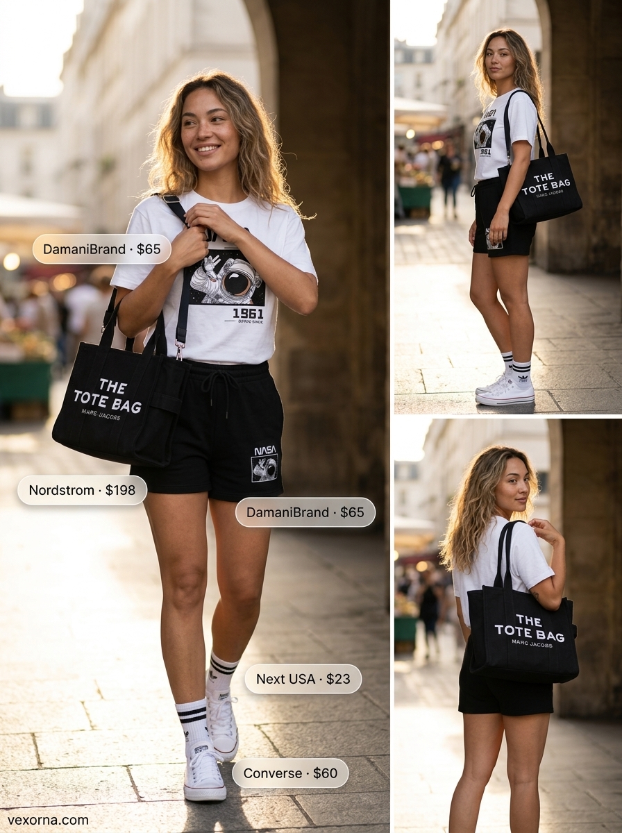 Playful graphic tee and shorts matching set with sneakers for casual summer matching set outfits 2026.