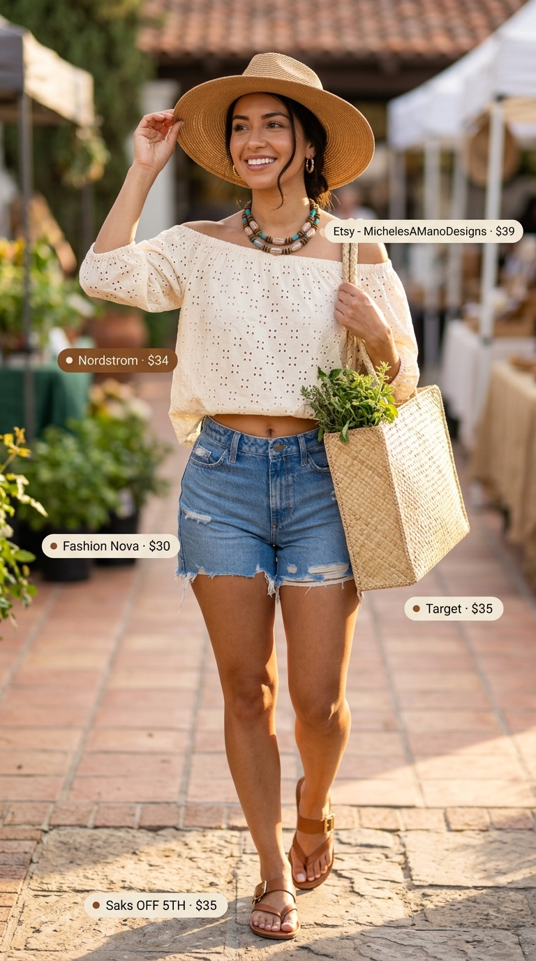 cut off summer denim shorts for women 2026 outfit idea - fashion styling inspiration
