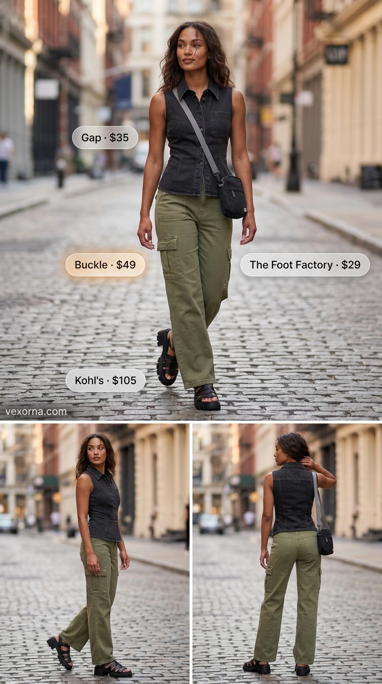 Styling mistake: Wearing a collared button-up shirt unbuttoned over a t-shirt for summer. Avoid this for a cleaner look.