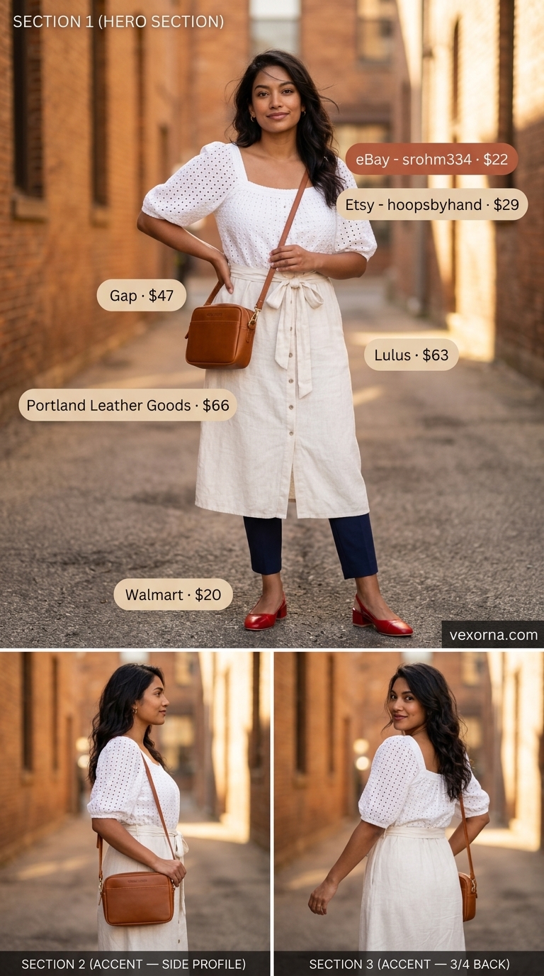 Riviera Day Trip Chic 2026 Riviera day trip outfit: navy cigarette pants, white eyelet blouse, red slingbacks. Dressy pant outfits summer for women 2026.