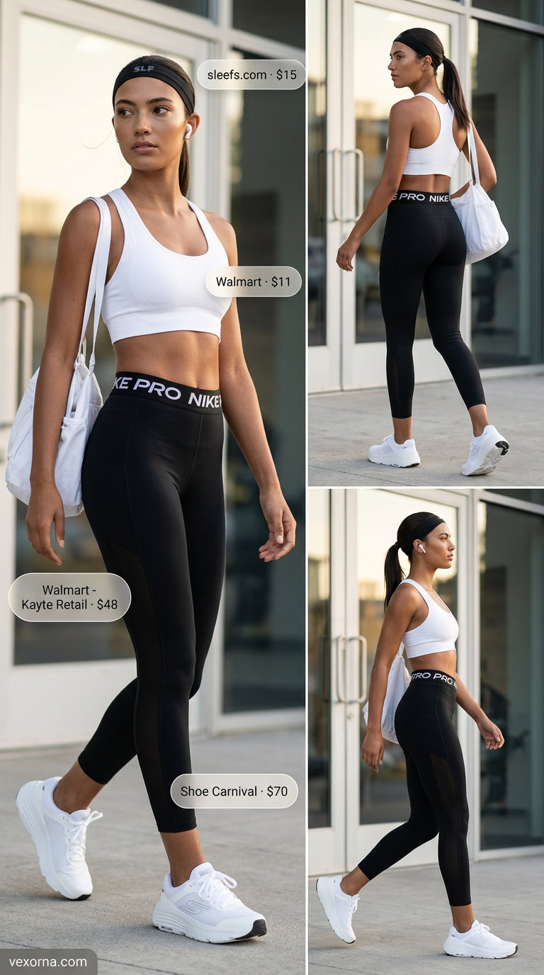Lightweight Summer Activewear 2026: HIIT Ready Lightweight summer activewear for women 2026: Monochrome black & white HIIT set for hot weather gym training.