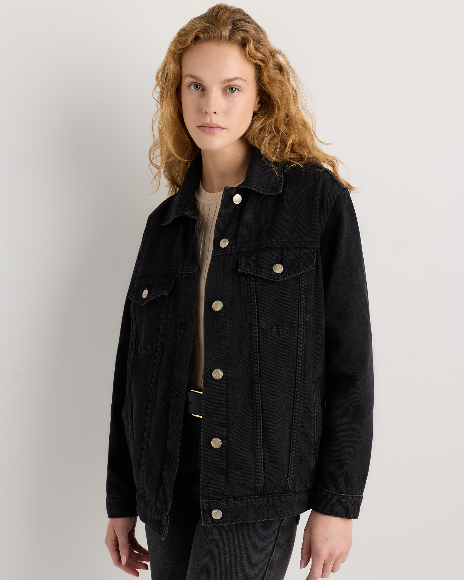outerwear 100% Organic Cotton Oversized Denim Jacket Quince $60