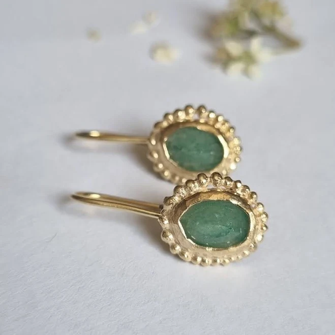 accessory 14K Gold Antique Inspired Aventurine Drop Earrings Etsy - EfratMakovJewelry $189