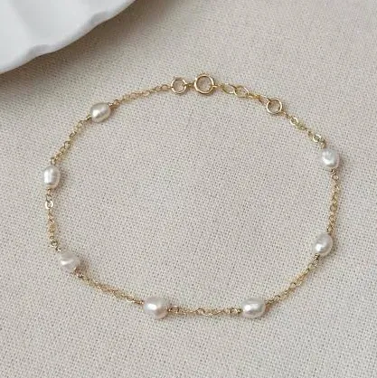 accessory 14K Gold Filled Pearl Chain Bracelet Etsy - Seller $64
