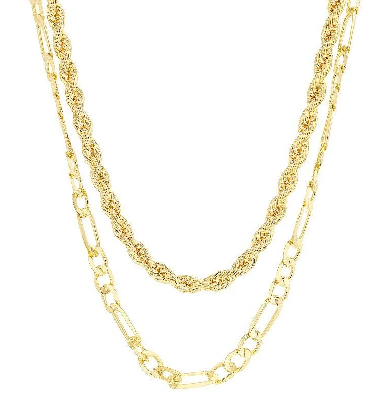 accessory 14K Gold Plated Rope & Figaro Chain Necklace Kohl's $19.99