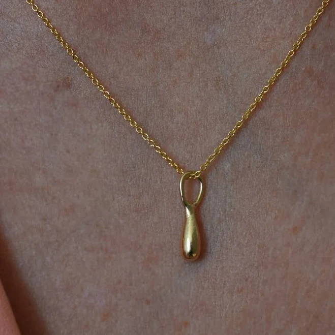 accessory 14K Solid Gold Teardrop Pendant Necklace Etsy - DIAstudia $210.7