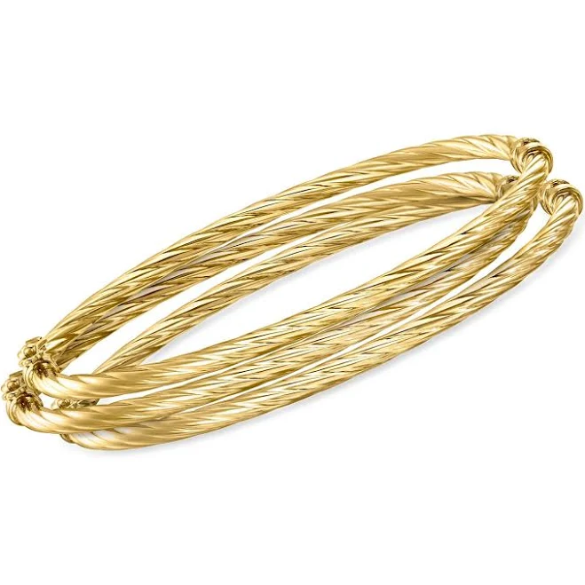 accessory 14kt Yellow Gold Twisted Bangle Bracelet ShopSimon $1916