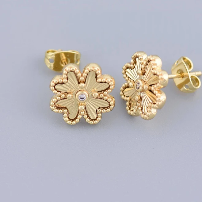accessory 18K Gold Plated Floral Stud Earrings Etsy - iBeaded $3.84