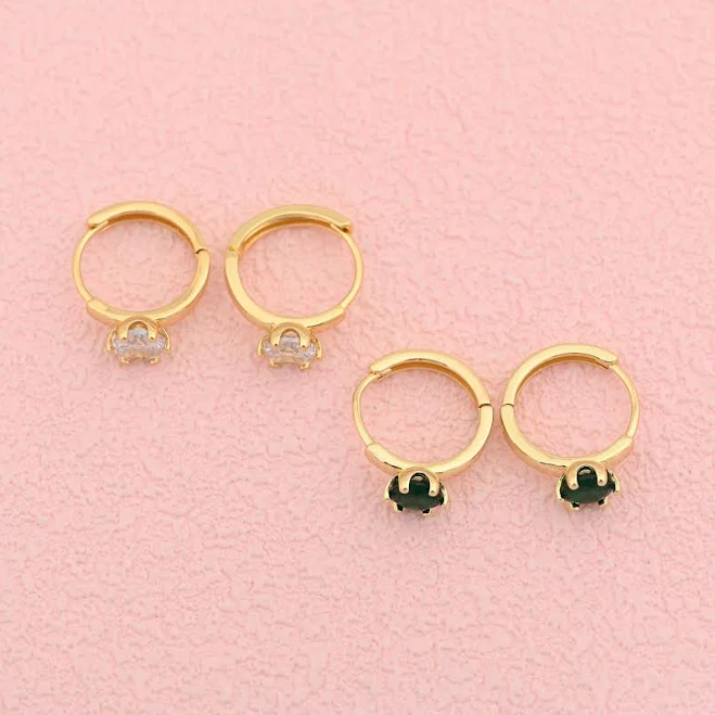 accessory 18K Gold Plated Petite Drop Earrings with Single Crystal Charm Etsy - Seller $4.32