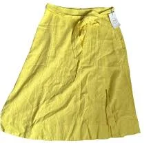 skirt 1901 Yellow Linen Lined Skirt A Line, Pockets, Side Slit Size 6 Nordstrom eBay $30