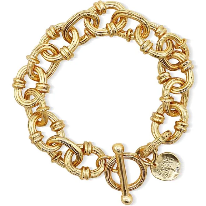 accessory 24kt Gold Plated Chunky Chain Layering Bracelet Karine Sultan $88