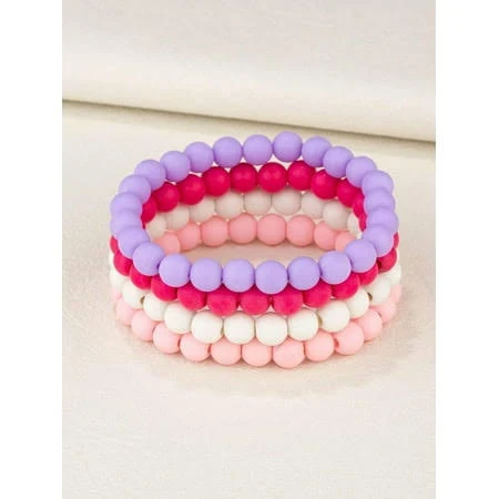 accessory 4pcs Pastel Candy Color Beaded Stackable Stretch Bracelet Walmart - Ligexu Jewelry Shop $11.32