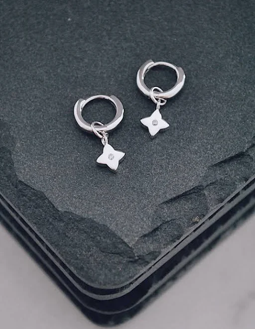 accessory 925 Sterling Silver Dainty Minimalistic Hoop Earrings with Charm Etsy - Foxandrosethebrand $46