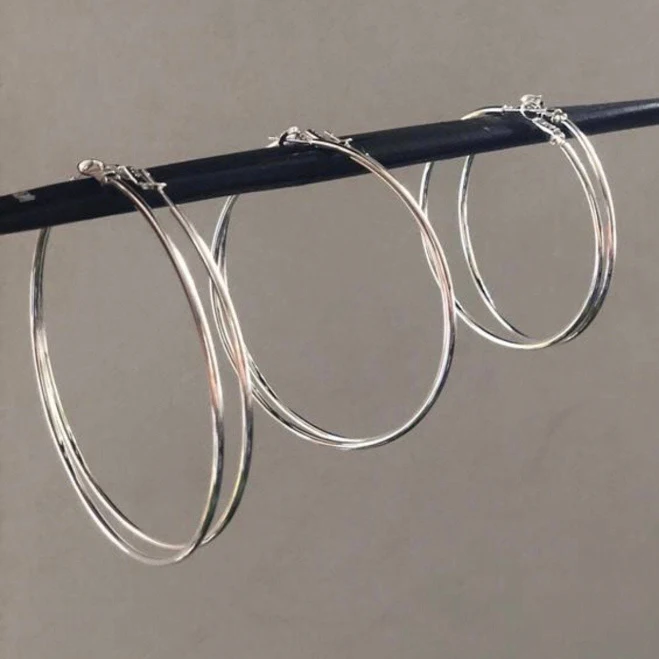 accessory 925 Sterling Silver Oversized Hoop Earrings Etsy - Seller $18.56