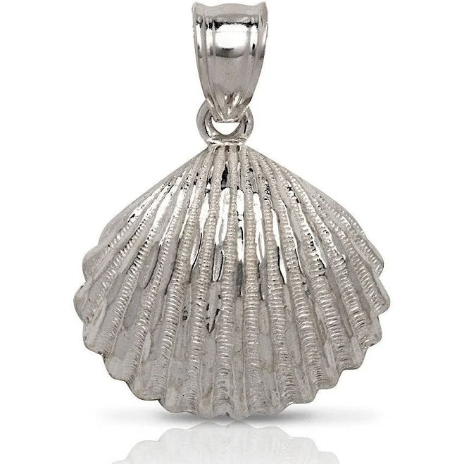 accessory .925 Sterling Silver Scallop Sea Shell Pendant Necklace Better Jewelry $32