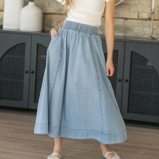maxi skirt A-Line Denim Maxi Skirt Inherit Co. $68