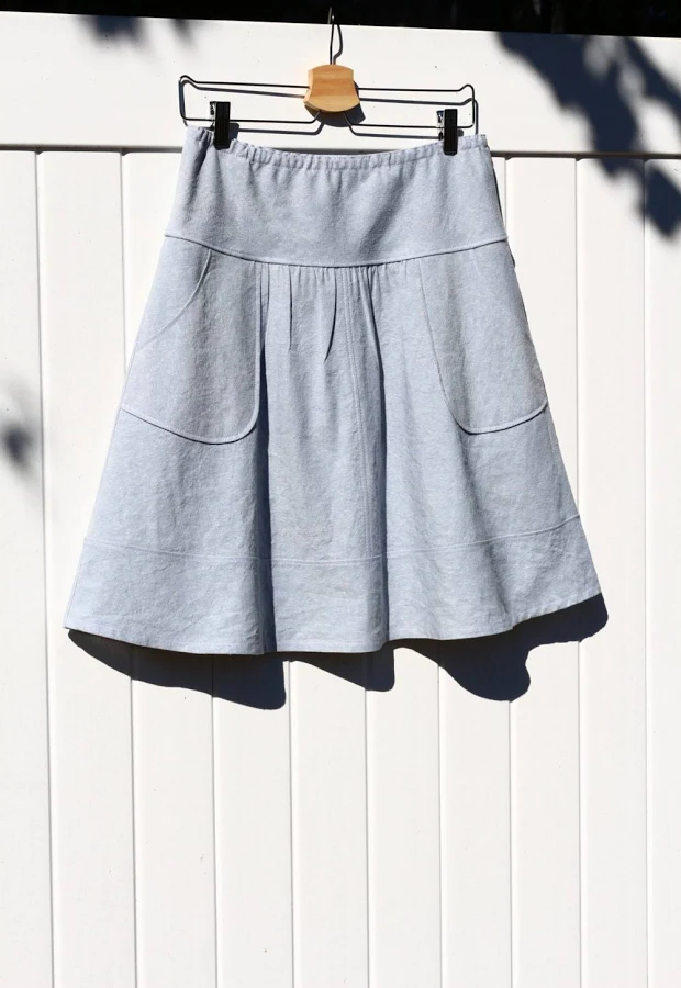 skirt A-Line Linen Blend Skirt with Rounded Apron Pockets Etsy - Seller $87