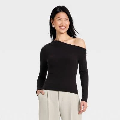 top A New Day Women's One Shoulder Asymmetrical Knit Ribbed Top Target $25