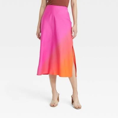 skirt A New Day Women's Silk Ombre Midi Skirt with Slit eBay - j.marieclothing $16.88