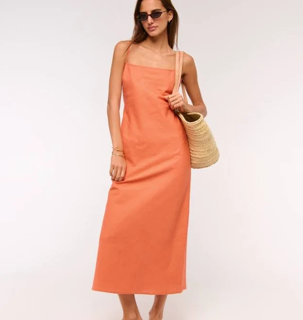 dress Abercrombie & Fitch Julia Slip Linen-Blend Midi Dress Abercrombie & Fitch $44.97
