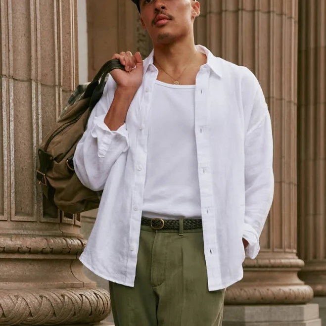 top Abercrombie & Fitch Men's Linen Button-Up Shirt Abercrombie & Fitch $80