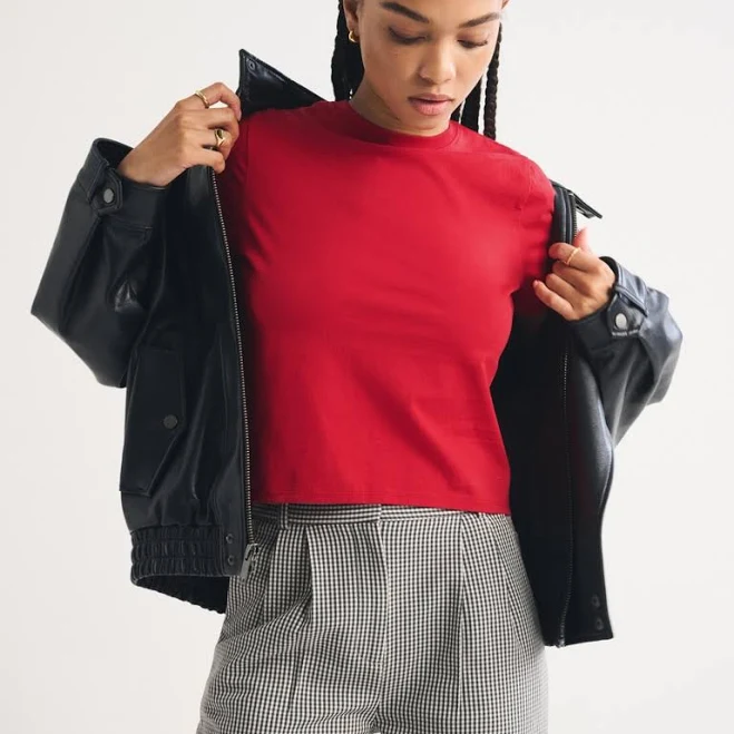 top Abercrombie & Fitch Women's Essential Body-Skimming Tee Abercrombie & Fitch $19