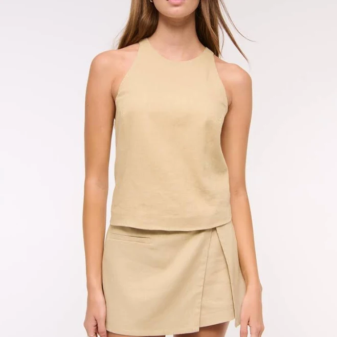 outfits Abercrombie & Fitch Women's Linen-Blend Open-Back Top Abercrombie & Fitch $50