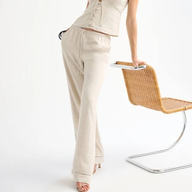 matching set Abercrombie & Fitch Women's Linen-Blend Pull-On Pants Abercrombie & Fitch $80