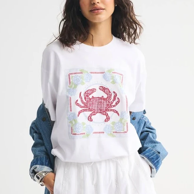 top Abercrombie & Fitch Women's Oversized Coastal Crab Graphic Tee Abercrombie & Fitch $34