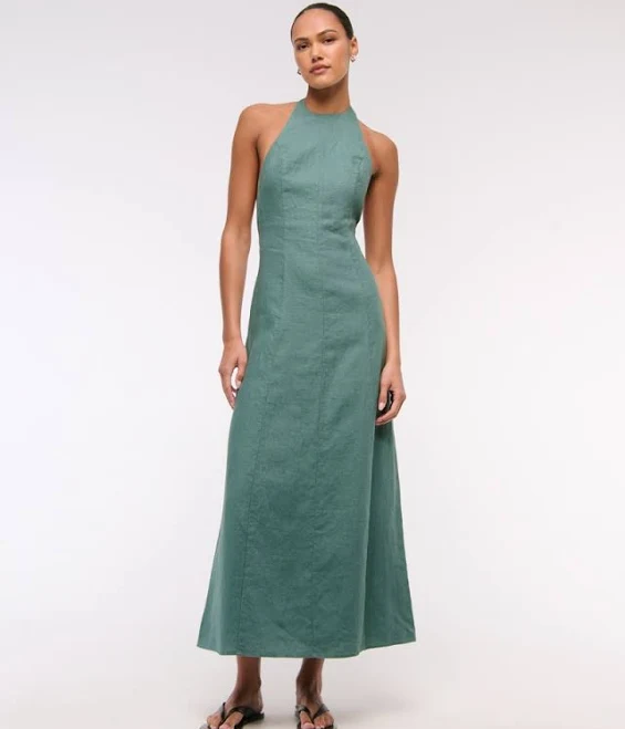 maxi dress Abercrombie & Fitch Women's Premium Linen High-Neck Maxi Dress Abercrombie & Fitch $39.97