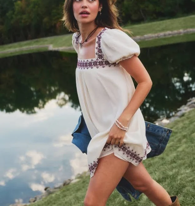 dress Abercrombie & Fitch Women's Puff Sleeve Babydoll Mini Dress Abercrombie & Fitch $49.97