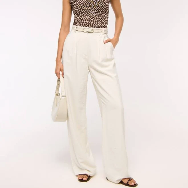 bottom Abercrombie & Fitch Women's Sloane Crepe Tailored Wide Leg Pants Abercrombie & Fitch $39.99