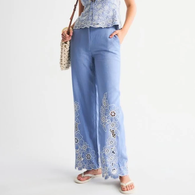 pants Abercrombie & Fitch Women's Tailored Linen-Blend Wide Leg Pants Abercrombie & Fitch $69.99