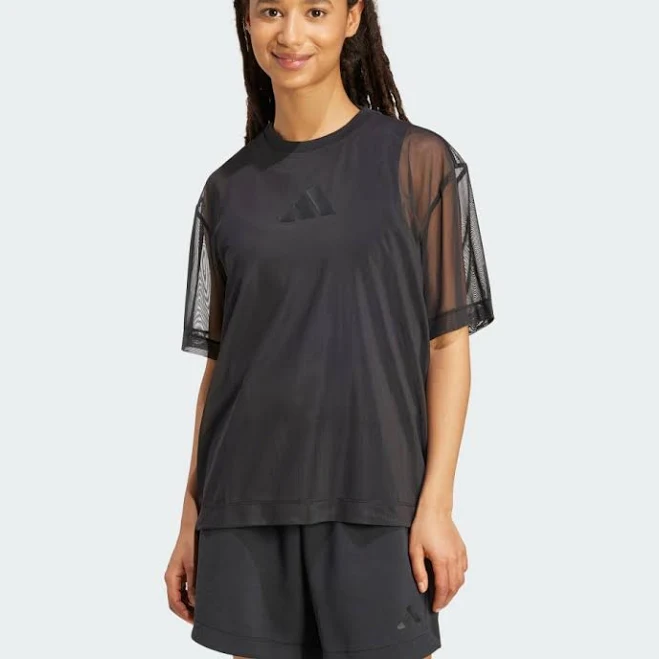 top adidas Women's Soft Lux Mesh Tee adidas $24