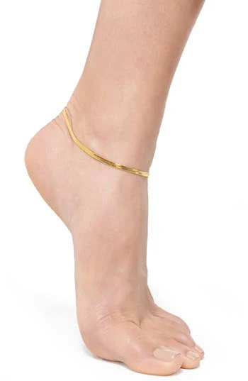 accessory Adornia Women's 14K Gold Plated Adjustable Herringbone Chain Anklet Nordstrom Rack $19.97