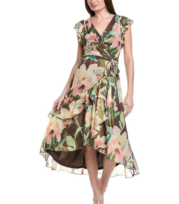 dress Adrianna Papell Flutter Sleeve High Low Midi Wrap Dress ShopSimon $79.98