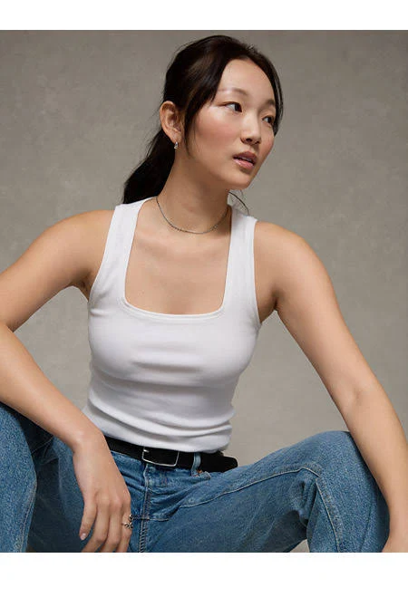 top AE Main Women's Squeeze Square Neck Tank Top American Eagle Outfitters $7.98