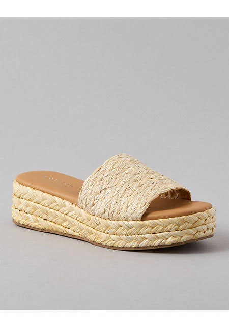 shoes AE Raffia Espadrille Flatform Slide Sandal American Eagle Outfitters $15.98